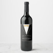 Groomsman Proposal Black フェイク金ゴールドTime to Suet Up ワインラベル (正面)