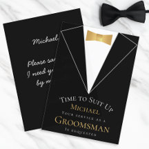 Groomsman Proposal Black Time to Suites フェイク Up金ゴー