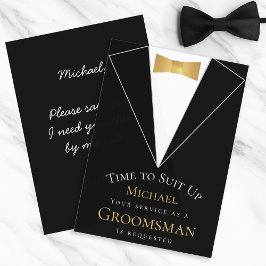 Groomsman Proposal Black Time to Suites フェイク Up金ゴー 招待状