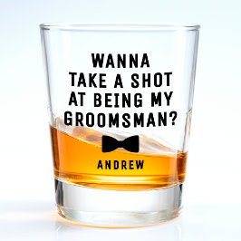 Groomsman Proposal Bow Tieがショットを取る ショットグラス