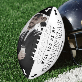 Groomsman Proposal Bow tieフォトブラック&ホワイト アメリカンフットボール