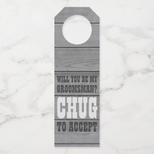 Groomsman Proposal Chagがウッドビールをフェイク受け入れる ボトルネックタグ (正面)