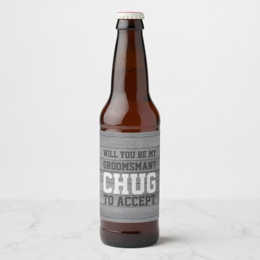Groomsman Proposal Chagが木材を受け入おもしろいれフェイクる ビールラベル (正面)