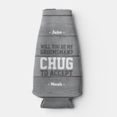 Groomsman Proposal Chagが木材を受け入おもしろいれフェイクる ボトルクーラー (正面)