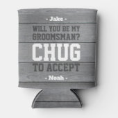 Groomsman Proposal Chagが木材を受け入おもしろいれフェイクる 缶クーラー (正面)