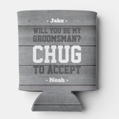 Groomsman Proposal Chagが木材を受け入おもしろいれフェイクる 缶クーラー (裏面)