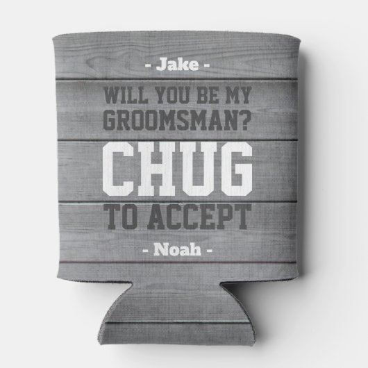 Groomsman Proposal Chagが木材を受け入おもしろいれフェイクる 缶クーラー (裏面)