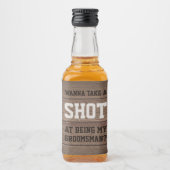 Groomsman Proposal Take a Shot 結婚's Brown Wood リキュールボトルラベル (正面)