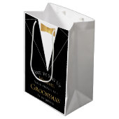 Groomsman Proposal Time to Suet Black フェイク金ゴールド ミディアムペーパーバッグ (正面アングル)