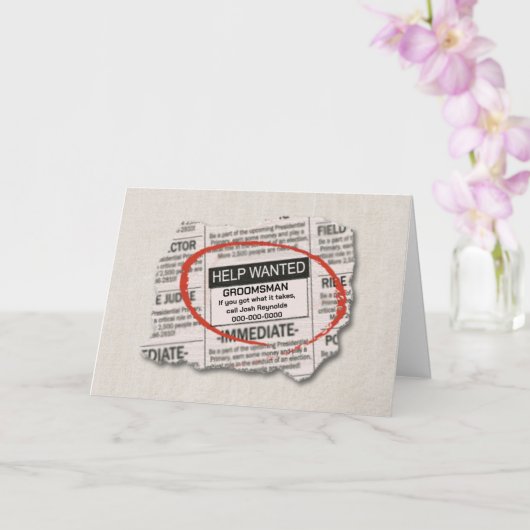 Groomsman Request Want Ad カード (蘭)