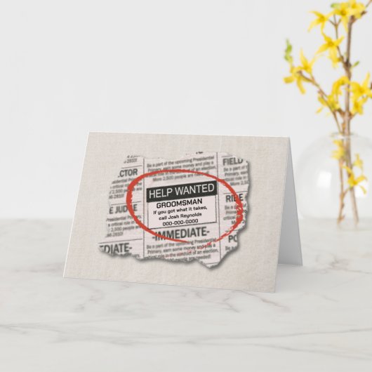 Groomsman Request Want Ad カード (黄色い花)