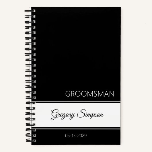 Groomsman Thank You Journal Classic Name ノートブック (正面)