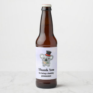 Groomsman Thank You with Koala Pun ビールラベル