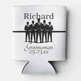 Groomsman Wedding Suited Squad Silhouette Name 缶クーラー