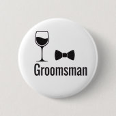 Groomsman Wine Glass and Bow Tie Button Pin  缶バッジ (正面)