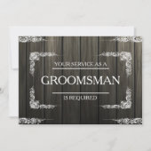 Groomsman Woodenとしてサービスを依頼 招待状 (正面)