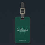 Groomsmenの名前とMonogramのパーソナライズ ラゲッジタグ<br><div class="desc">groomsmenの荷物タグで結婚あなたのパーソナライズされたに個人的なtouchを追加。このラゲッジタグはパーソナライズされた、エメラルドの緑の背景に白クラシックセリフフォントスタイルの詳細と光エメラルドの緑のクラシックセリフクラシックのモノグラムを背景にした白スクリプトフォントスタイルでgroomsmanの名前を特徴とす結婚る。また、花婿介添人、花嫁の父、リングのベアラーのためにも最適。</div>