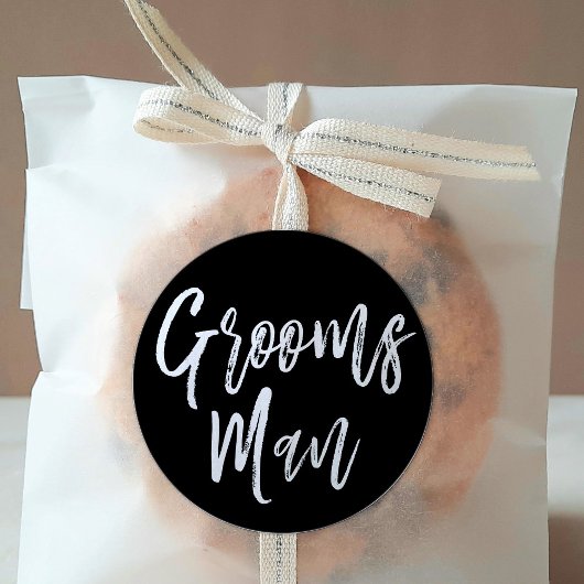 Groomsmenの複数形 |スクリプトスタイル結婚のブラック ラウンドシール