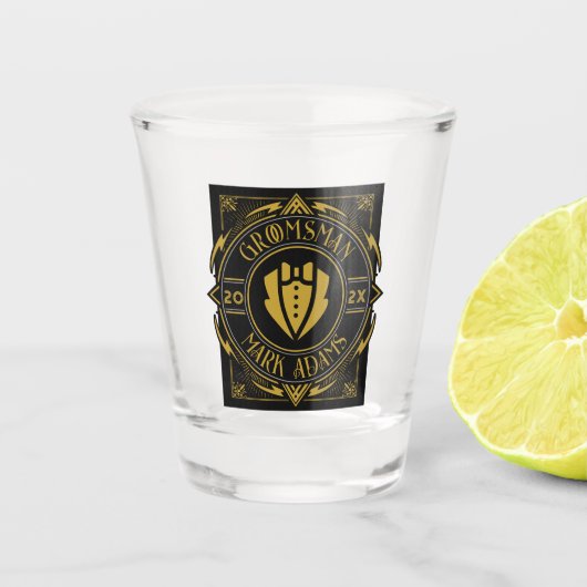 GroomsmenエレガントギフトヴィンテージビクトリアンTuxedo ショットグラス (正面)