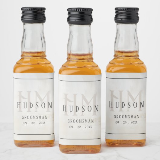 Groomsmenギフトモノグラム結婚式の引き出物花婿介添人 リキュールボトルラベル (ボトル)