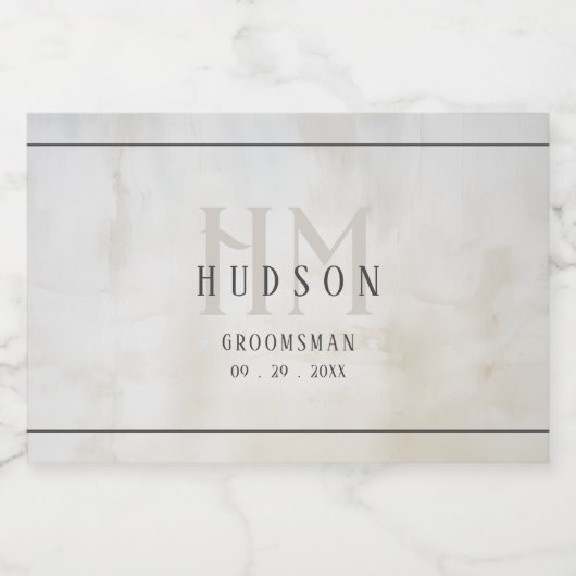 Groomsmenギフトモノグラム結婚式の引き出物花婿介添人 リキュールボトルラベル (シングルラベル)