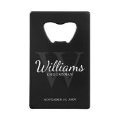 Groomsmenパーソナライズされたの名前とモノグラムのスクリプト クレジットカード栓抜き (正面)