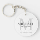 Groomsmenパーソナライズされたの名前とモノグラム キーホルダー (正面)