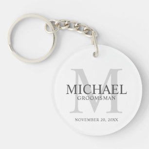 Groomsmenパーソナライズされたの名前とモノグラム キーホルダー