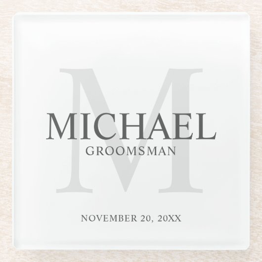 Groomsmenパーソナライズされたの複数形 ガラスコースター (正面)