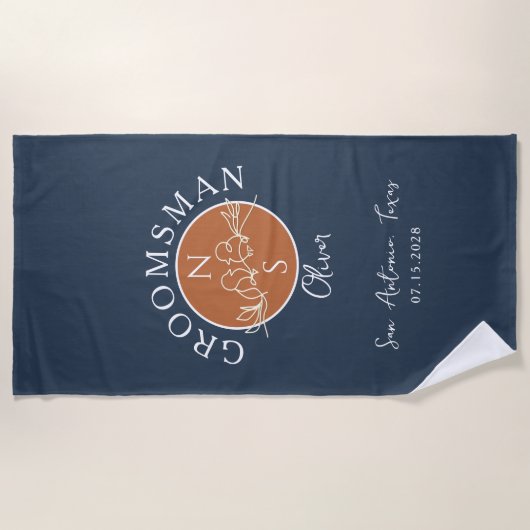 Groomsmenパーソナライズされたの複数形 ビーチタオル (正面)