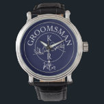 Groomsmenパーソナライズされたの複数形 腕時計<br><div class="desc">コンテンポラリー, モダン, navyユニーク blueのモノグラムと結婚Groomsman贈り物 – イニシャル、名前とトレンディー手書き書きスクリプト。</div>