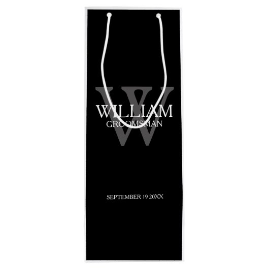 Groomsmenパーソナライズされた名エレガントクール ワインギフトバッグ (裏面)