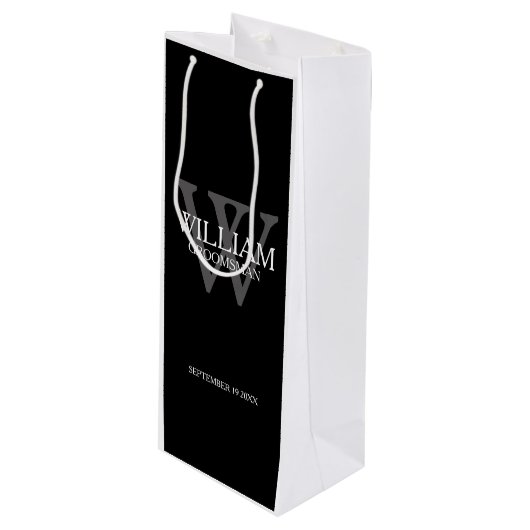 Groomsmenパーソナライズされた名エレガントクール ワインギフトバッグ (正面アングル)