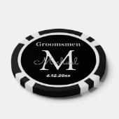 groomsmenパーソナライズされた黒と白結婚の ポーカーチップ (シングル)