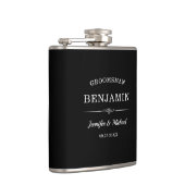 Groomsmenモダンギフトエレガント花嫁と花婿の名前 フラスク (右)