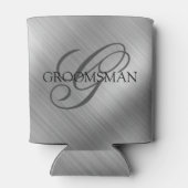 Groomsmenモノグラムブラッシュシルバー 缶クーラー (裏面)