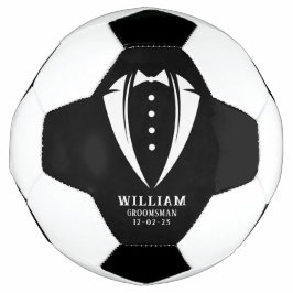 Groomsmenユニークギフト | White on Black Tuxedo サッカーボール