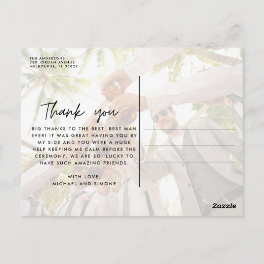 Groomsmen花婿介添人結婚の写真ありがとう ポストカード (裏面)