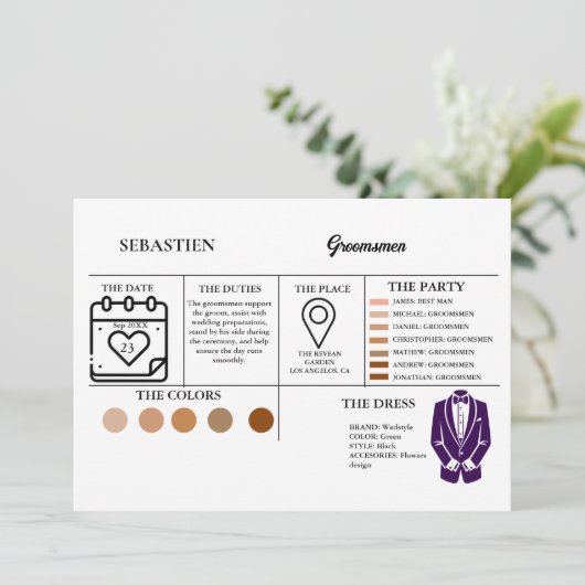 Groomsmen  info card bridal proposal Card 案内状 (スタンド正面)