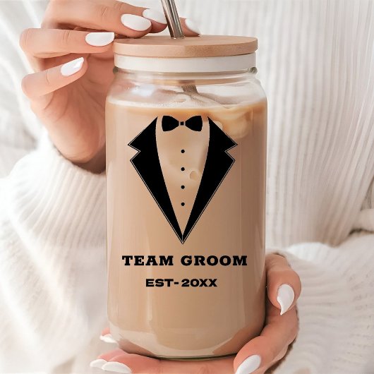 Groomsmen Proposal Glass, Team Groom パーソナライズされた ガラス缶