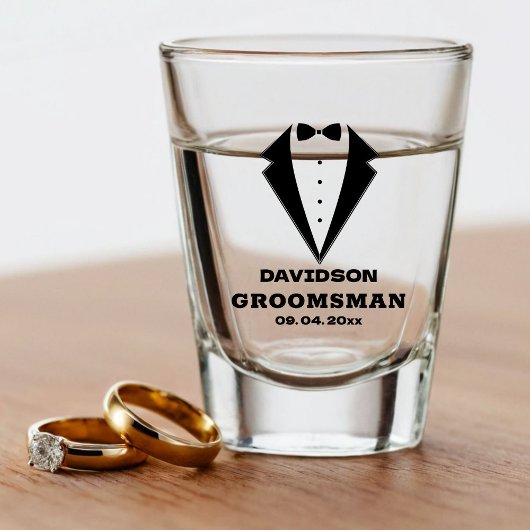 Groomsmen Proposal Glass, Team Groom パーソナライズされた ショットグラス