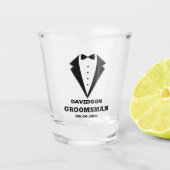 Groomsmen Proposal Glass, Team Groom パーソナライズされた ショットグラス (正面)