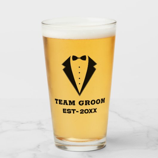 Groomsmen Proposal Glass, Team Groom パーソナライズされた タンブラーグラス (ドリンク正面)