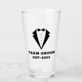 Groomsmen Proposal Glass, Team Groom パーソナライズされた タンブラーグラス (正面)