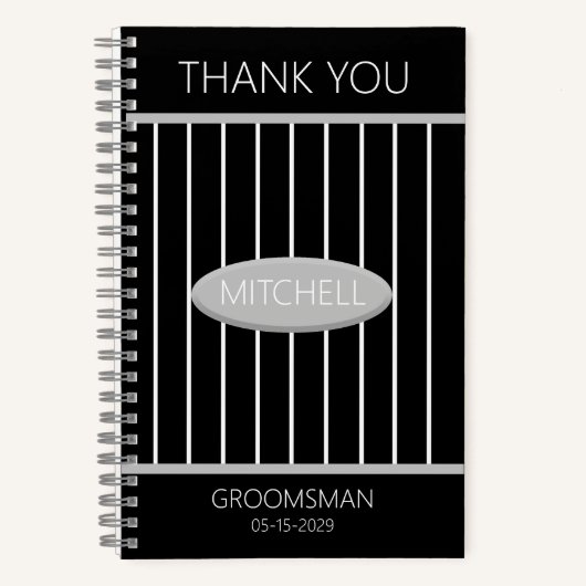 Groomsmen Thank You Journal Custom Name ノートブック (正面)