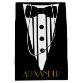 Groomsmen Tuxedoさんパーソナライズされた結婚の感謝 ミディアムペーパーバッグ (正面)