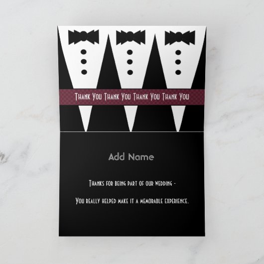 GROOMSMEN Tuxedos G431を3台ご利用いただきありがとうございます サンキューカード (内部)