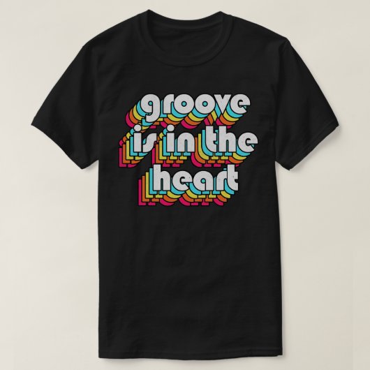 Grooveがハート90sスタイル歌詞タイポグラフィ Tシャツ (デザイン正面)