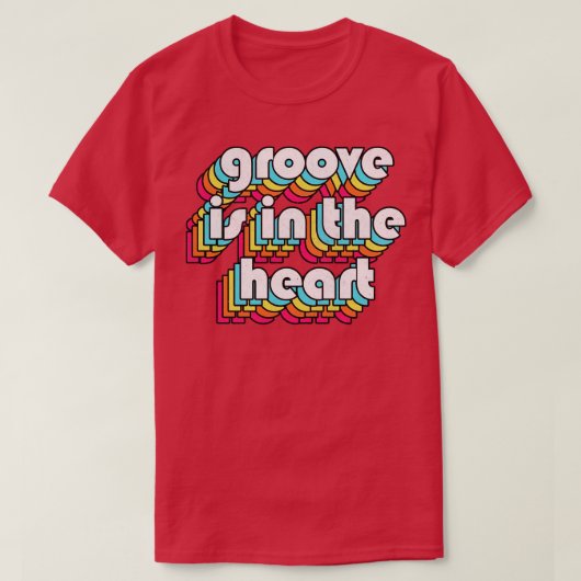 Grooveがハート90sスタイル歌詞タイポグラフィ Tシャツ (デザイン正面)
