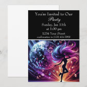 Groove & Glow:ダンスパーティーの雰囲気 招待状 (正面/裏面)